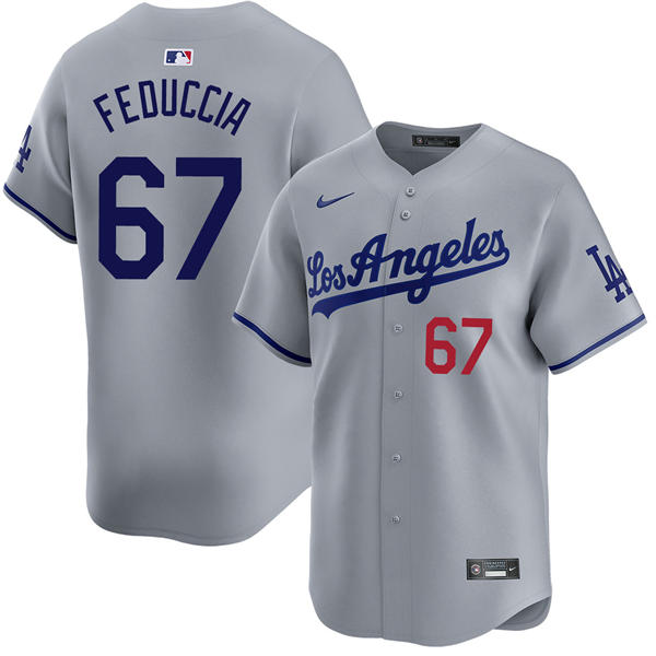 Mens Los Angeles Dodgers #67 Hunter Feduccia Nike Gray Los Angeles Limited Player Jersey