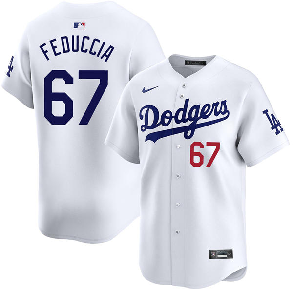 Mens Los Angeles Dodgers #67 Hunter Feduccia Nike White Home Limited Player Jersey