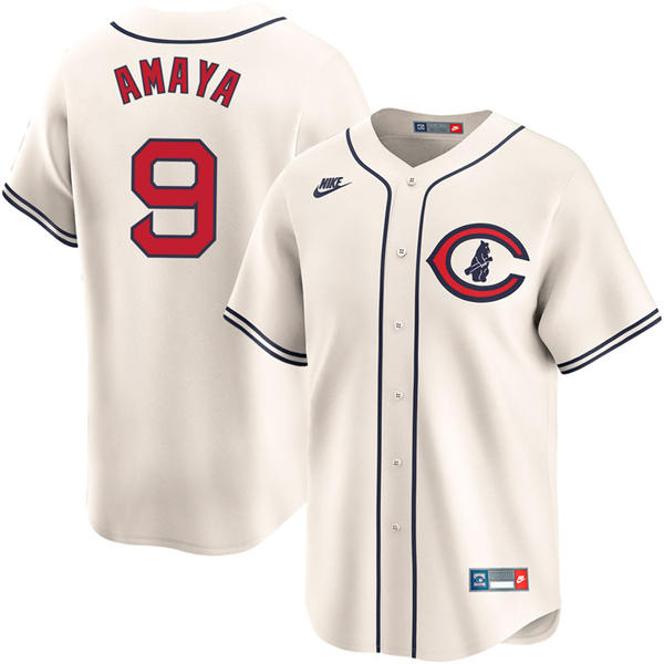 Mens Chicago Cubs #9 Miguel Amaya Cream Field of Dreams Limited Player Jersey