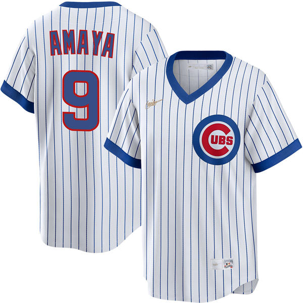 Mens Chicago Cubs #9 Miguel Amaya Nike White Pullover Cooperstown Jersey