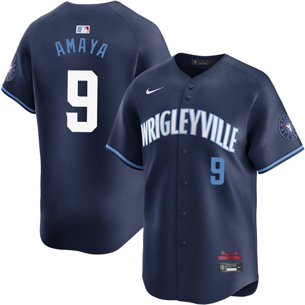 Mens Chicago Cubs #9 Miguel Amaya Navy City Connect Limited Jersey