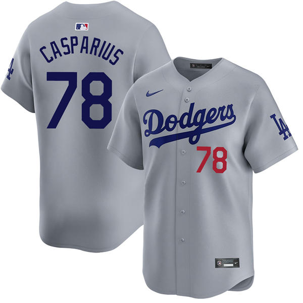 Mens Los Angeles Dodgers #78 Ben Casparius Nike Gray Road Limited Player Jersey