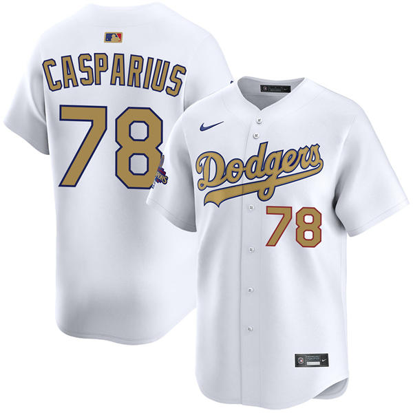 Mens Los Angeles Dodgers #78 Ben Casparius Nike 2025 White Gold Collection Limited Jersey