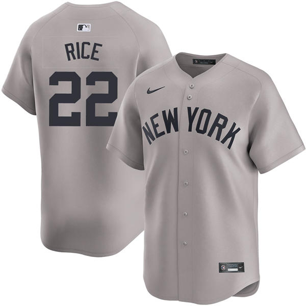 Mens New York Yankees #22 Ben Rice Nike Away Limited Jersey Gray With Name