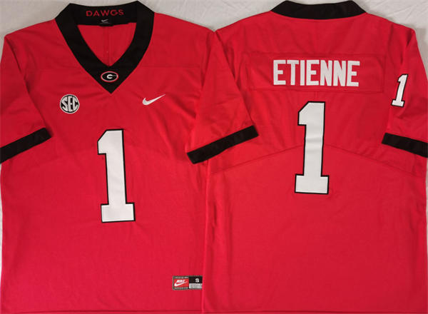 Mens Georgia Bulldogs #1 Trevor Etienne Nike Red College Football Game Jersey