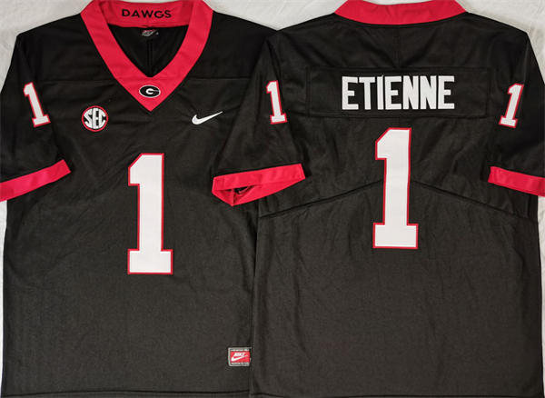 Mens Georgia Bulldogs #1 Trevor Etienne Nike Black College Football Game Jersey