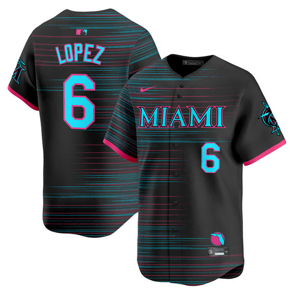 Mens Miami Marlins #6 Otto Lopez Nike Black 2025 City Connect Limited Jersey