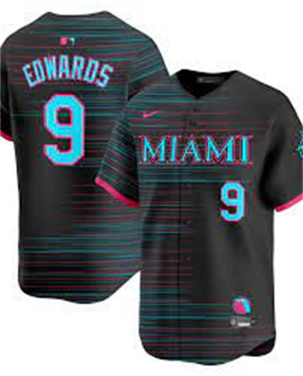 Mens Miami Marlins #9 Xavier Edwards Nike Black 2025 City Connect Limited Jersey