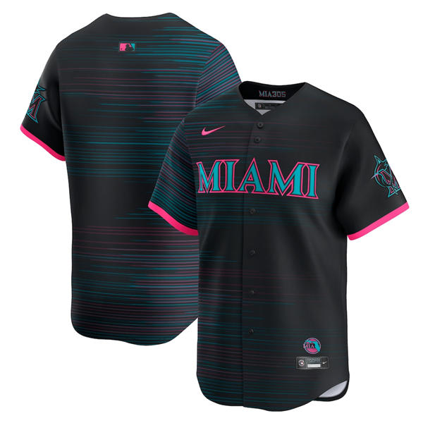 Mens Miami Marlins Blank Nike Black 2025 City Connect Limited Jersey 
