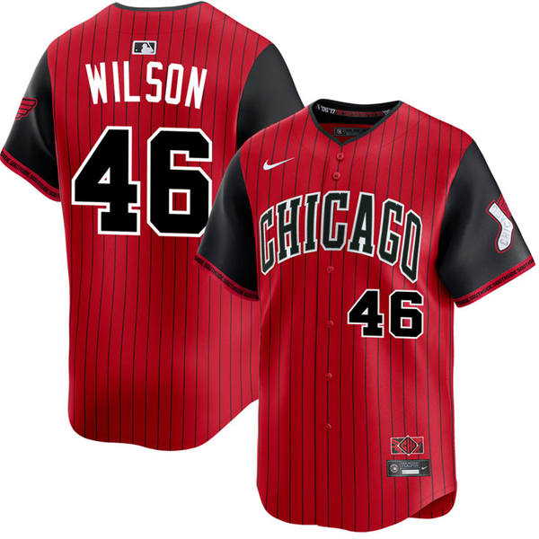 Mens Chicago White Sox #46 Bryse Wilson Red Black 2025 City Connect 2.0 Limited Jersey