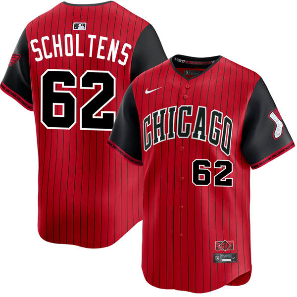 Mens Chicago White Sox #62 Jesse Scholtens Red Black 2025 City Connect 2.0 Limited Jersey