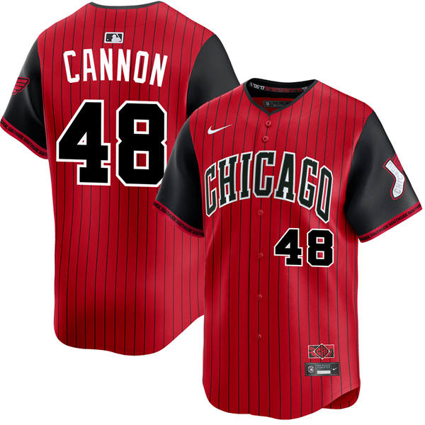 Mens Chicago White Sox #48 Jonathan Cannon Red Black 2025 City Connect 2.0 Limited Jersey