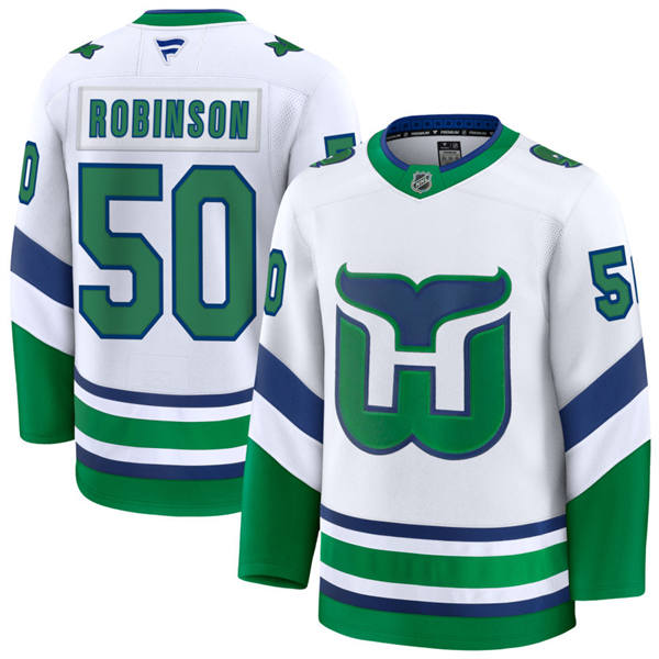 Men's Carolina Hurricanes #50 Eric Robinson White Fanatics Throwback Premium Jersey