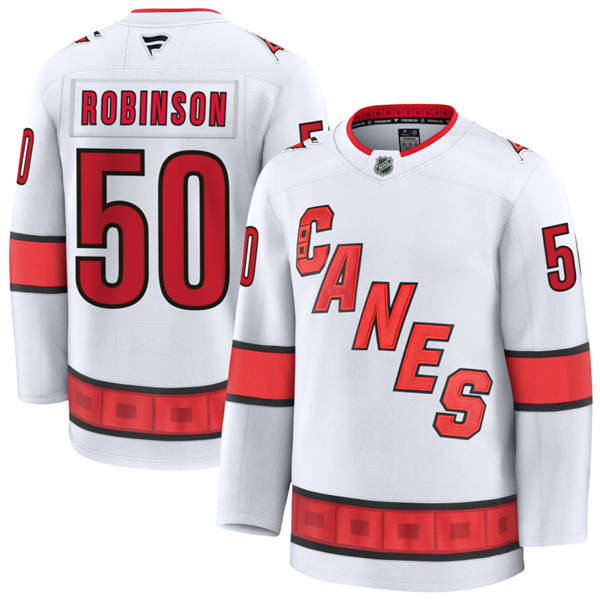 Men's Carolina Hurricanes #50 Eric Robinson Fanatics White Away Player Jersey