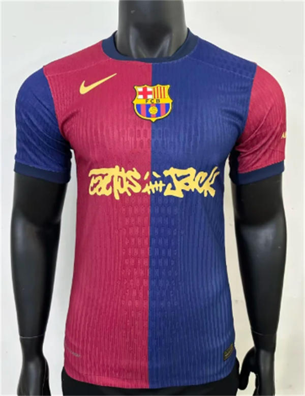 Mens CACTUS JACK X FC BARCELONA 2025 Red Navy CLSICO Player Version Jersey