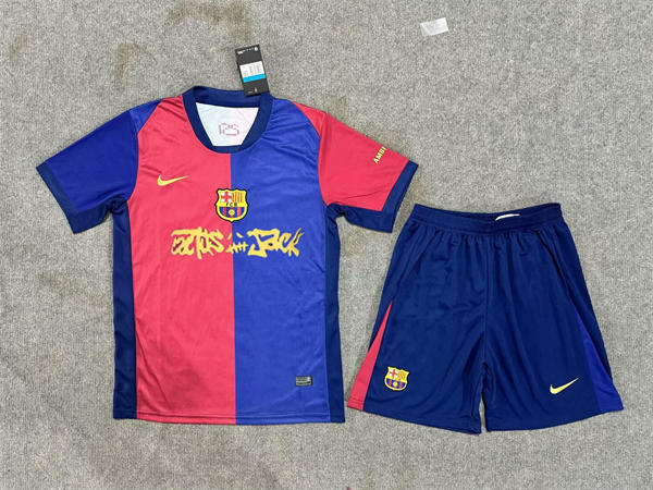 Mens CACTUS JACK X FC BARCELONA 2025 Red Navy CLSICO Soccer Jersey kit
