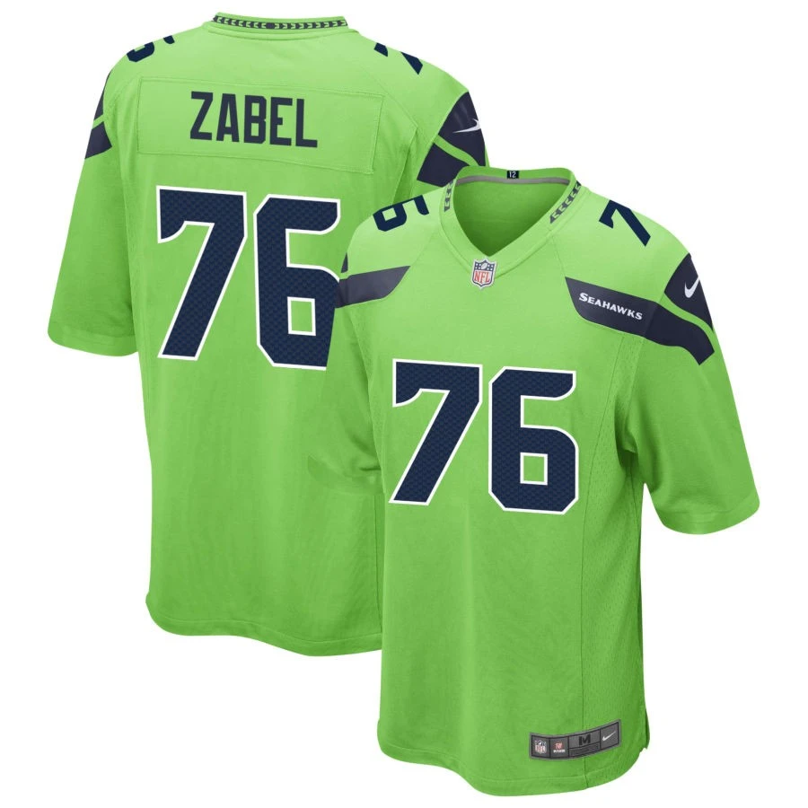 Youth Seattle Seahawks #76 Grey Zabel Nike Neon Green Alternate Limited Jersey