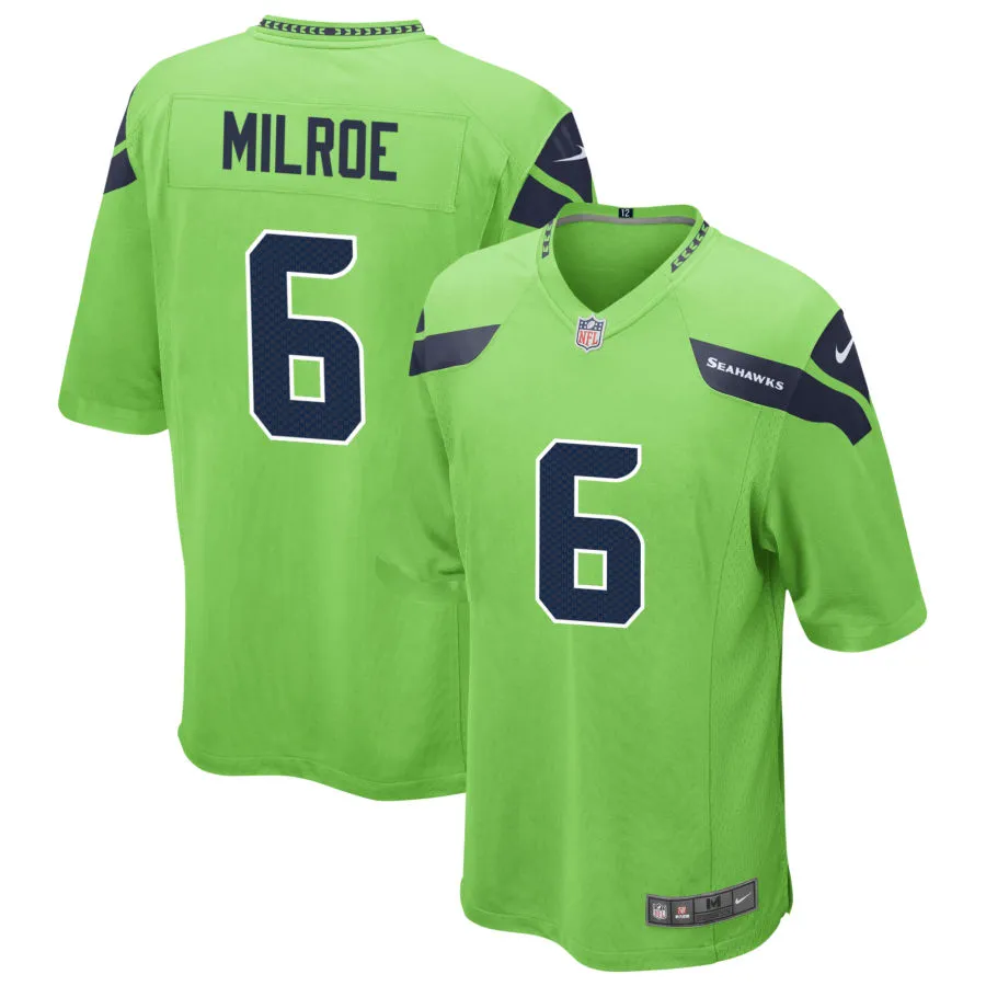 Youth Seattle Seahawks #6 Jalen Milroe Nike Neon Green Alternate Limited Jersey
