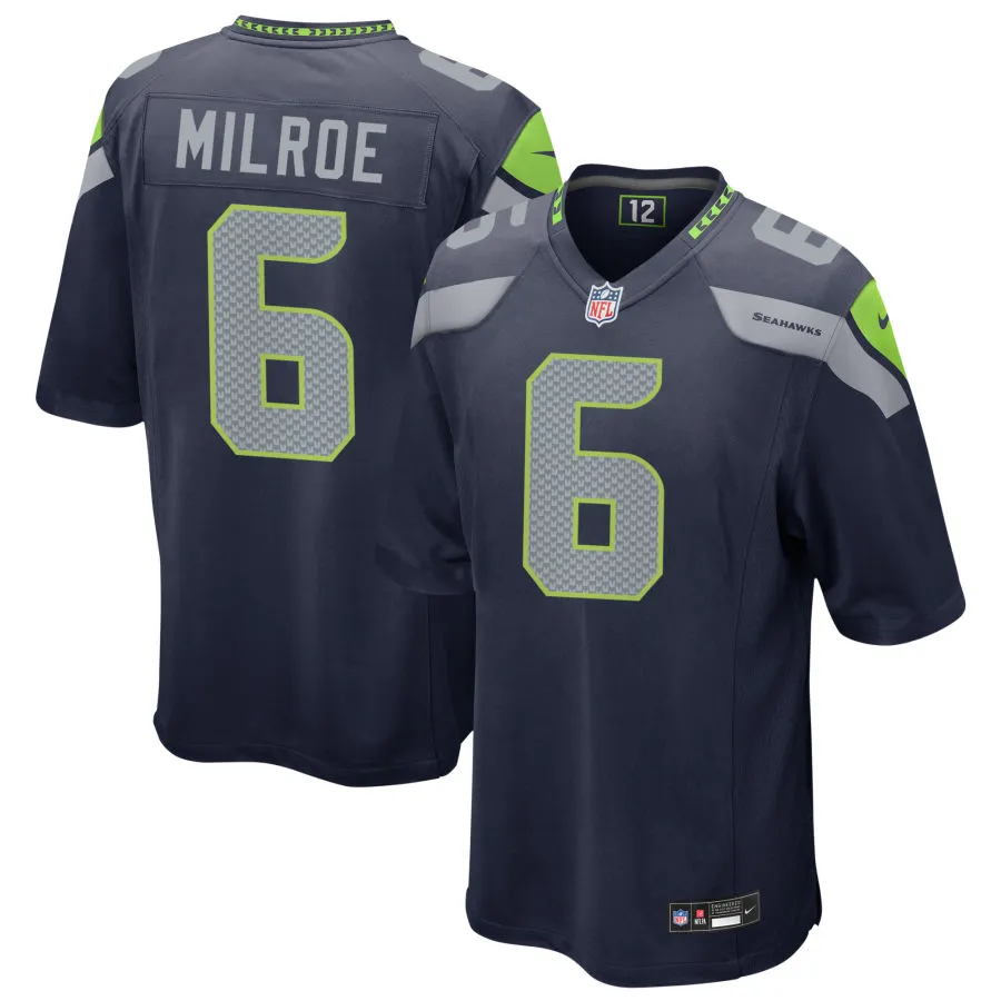 Youth Seattle Seahawks #6 Jalen Milroe Nike Navy Team Color Limited Jersey