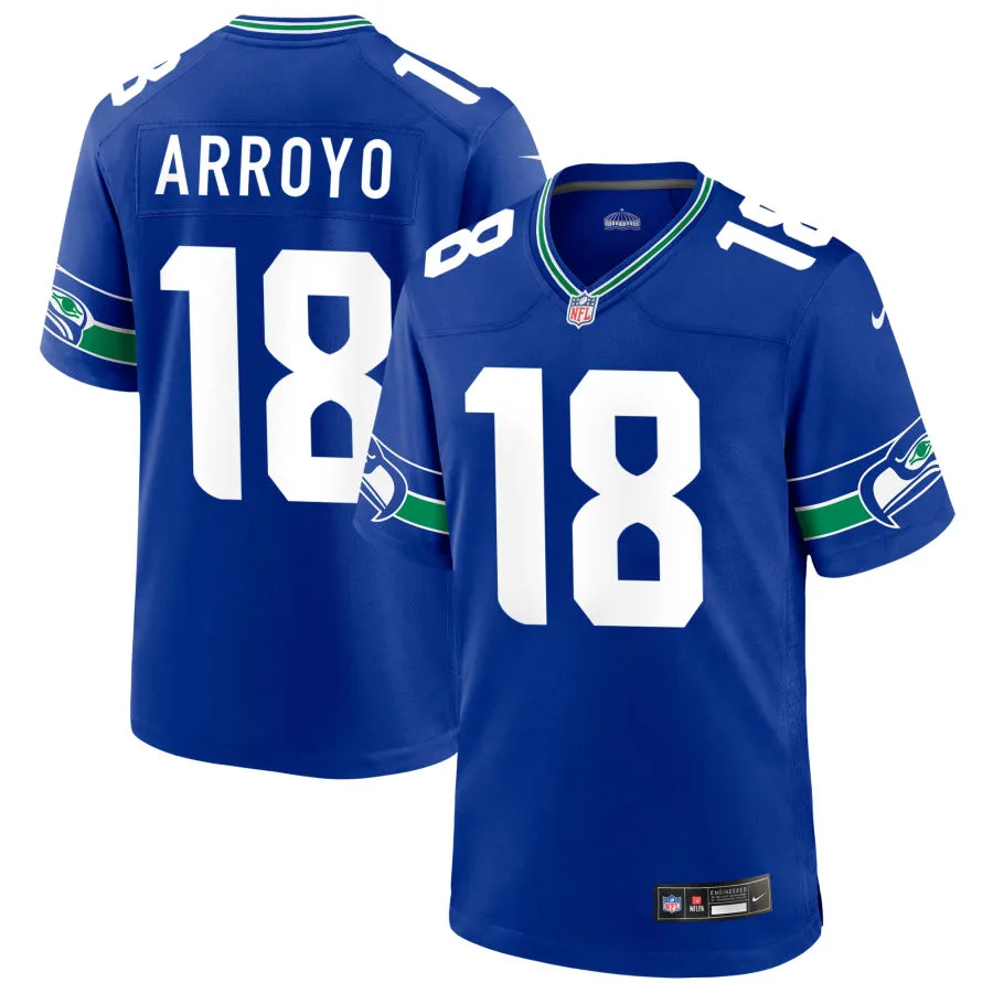 Men's Seattle Seahawks #18 Elijah Arroyo Nike Royal Throwback F.U.S.E. Limited Jersey