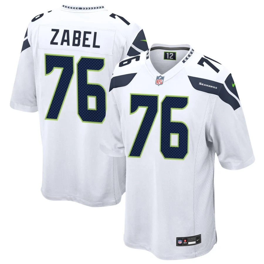 Men's Seattle Seahawks #76 Grey Zabel Nike White Vapor F.U.S.E. Limited Jersey