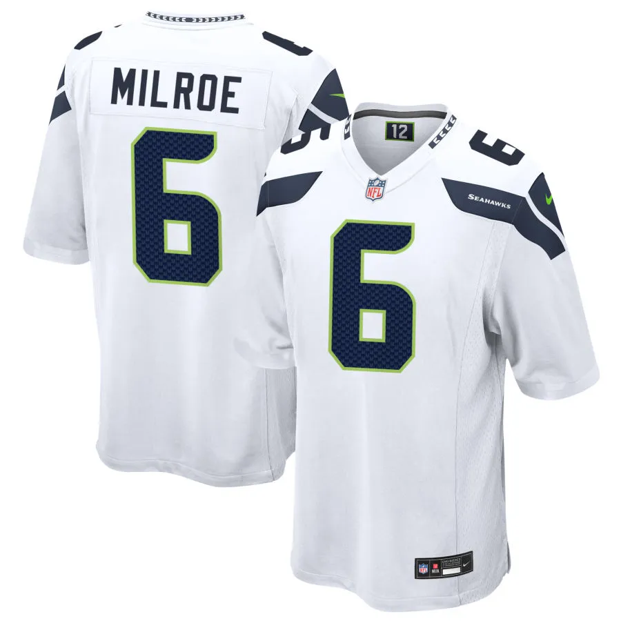 Men's Seattle Seahawks #6 Jalen Milroe Nike White Vapor F.U.S.E. Limited Jersey