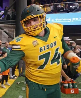 Men's Youth North Dakota State Bison #74 Grey Zabel Nike Gold Game College Football Jersey Without Name