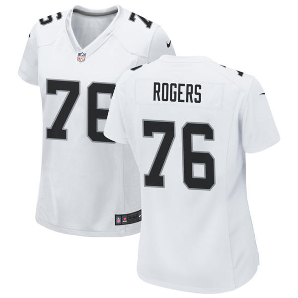Womens Las Vegas Raiders #76 Caleb Rogers Nike White Limited Player Jersey