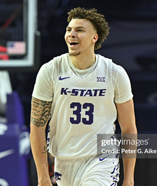 Mens Youth Kansas State Wildcats #33 Coleman Hawkins White K-STATE College Basketball Game Jersey