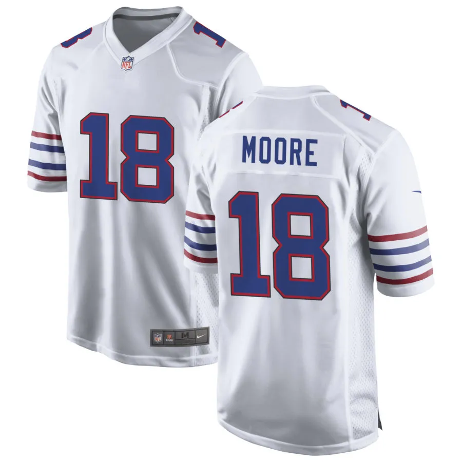 Mens Buffalo Bills #18 Elijah Moore Nike White Alternate Retro Vapor Limited Jersey
