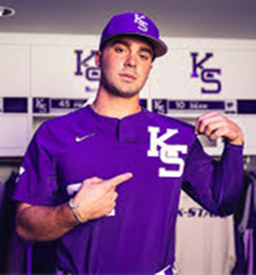 Mens Youth Kansas State Wildcats #47 Lincoln Sheffield Purple TWo Button Pullover College Baseball Game Jersey