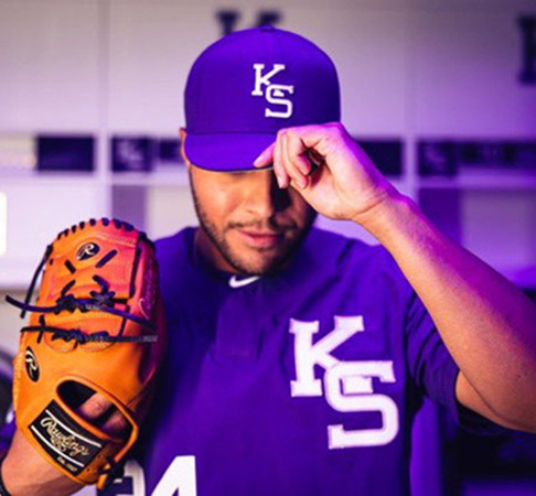 Mens Youth Kansas State Wildcats #28 Michael Quevedo Purple TWo Button Pullover College Baseball Game Jersey