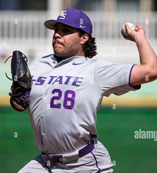 Mens Youth Kansas State Wildcats #28 Michael Quevedo  Gray College Baseball Game Jersey