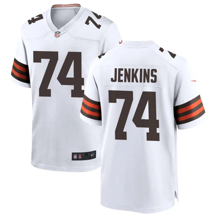 Mens Cleveland Browns #74 Teven Jenkins Nike White Away Vapor F.U.S.E. Limited Jersey