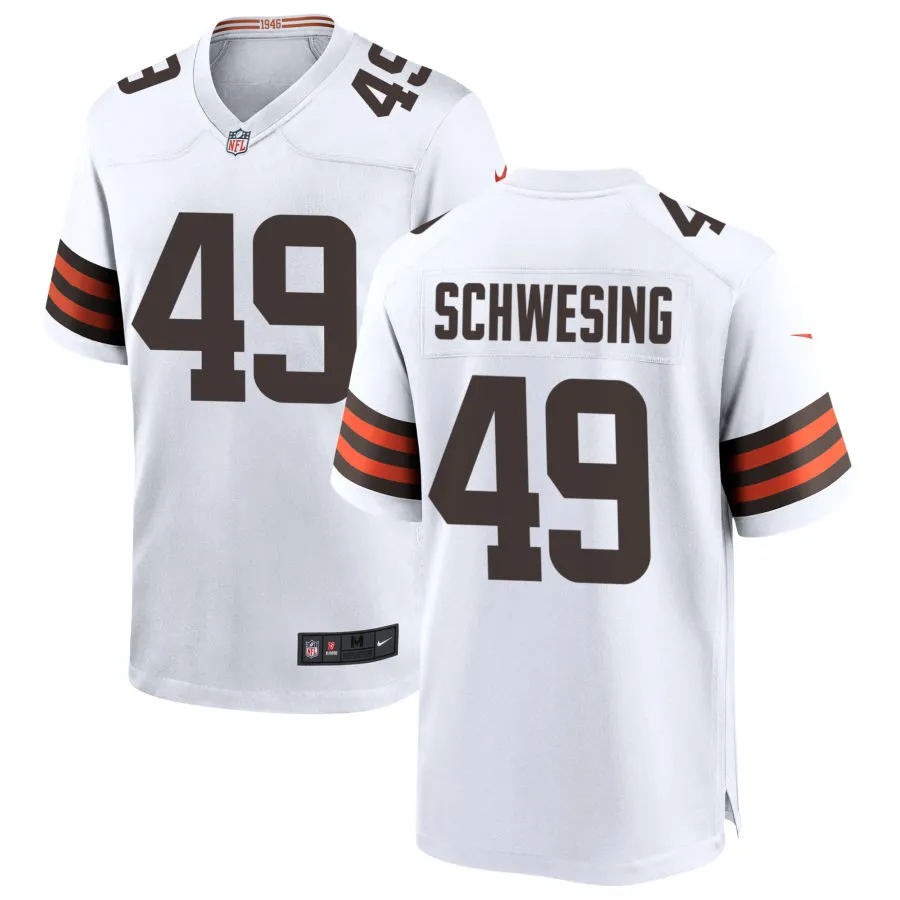 Mens Cleveland Browns #49 Carson Schwesinger Nike White Away Vapor F.U.S.E. Limited Jersey