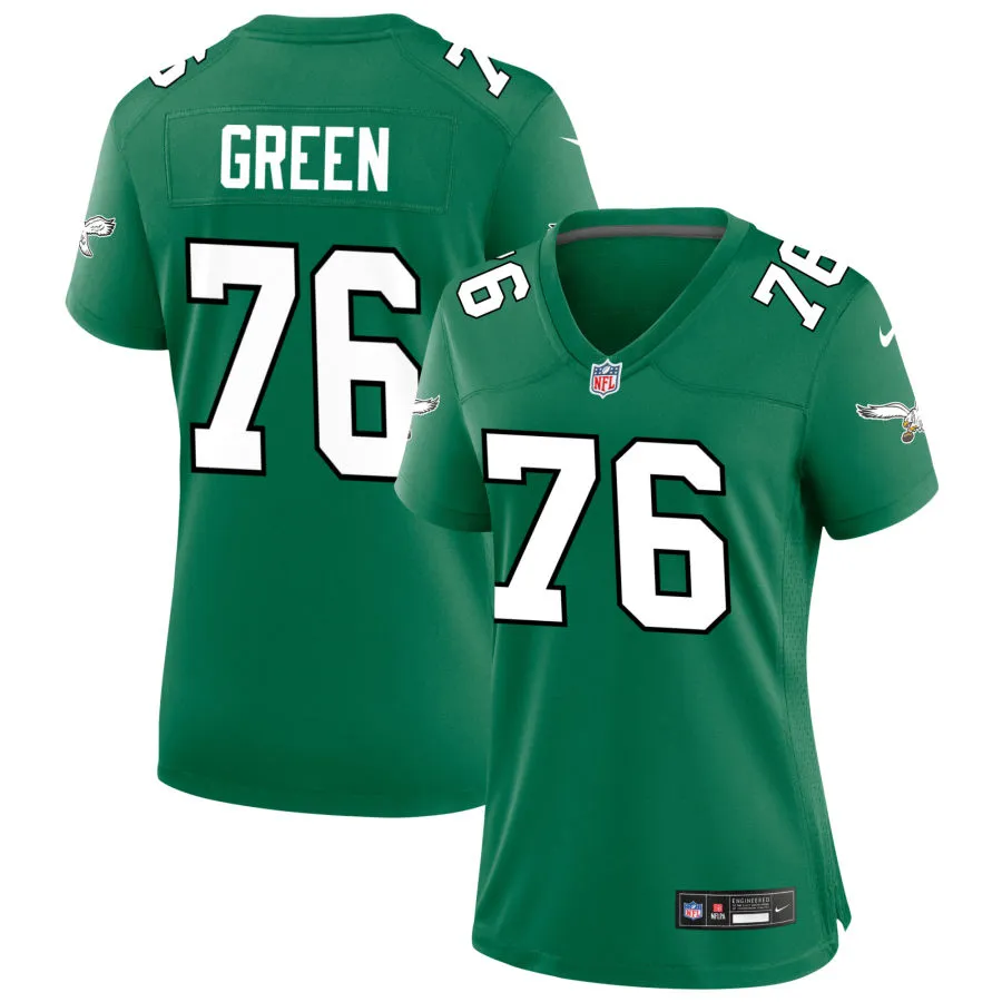 Womens Philadelphia Eagles #76 Kenyon Green Nike Kelly Green Retro Limited Jersey