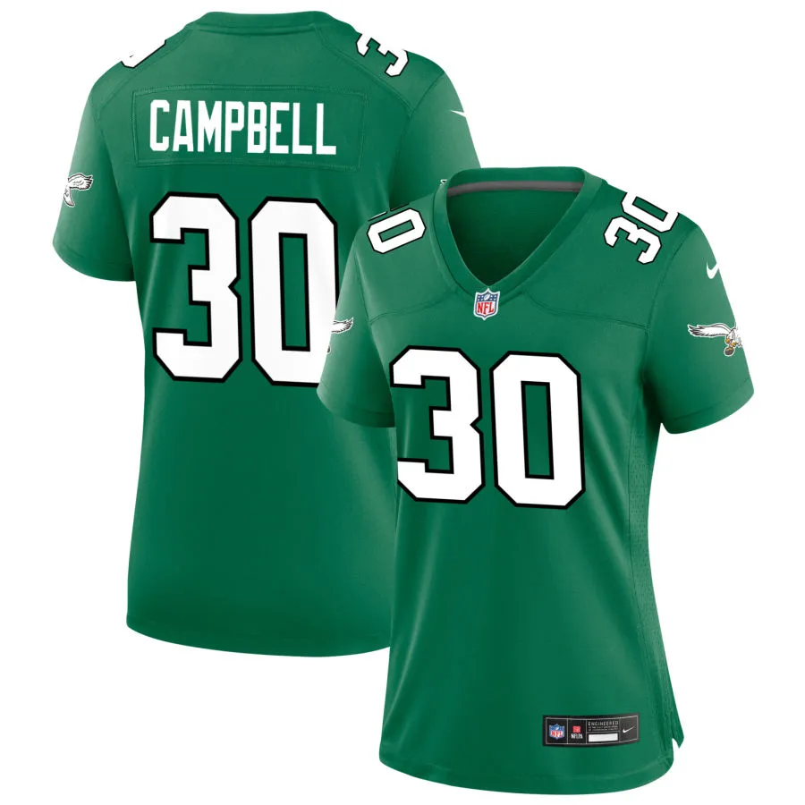 Womens Philadelphia Eagles #30 Jihaad Campbell Nike Kelly Green Retro Limited Jersey