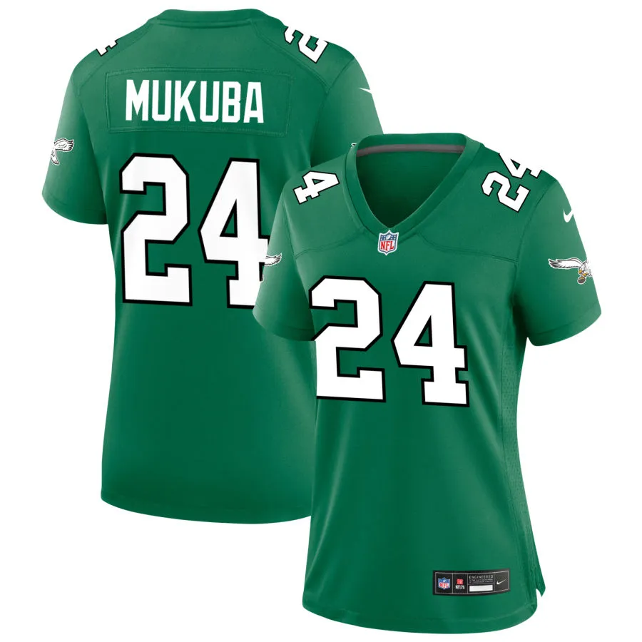 Womens Philadelphia Eagles #24 Andrew Mukuba Nike Kelly Green Retro Limited Jersey