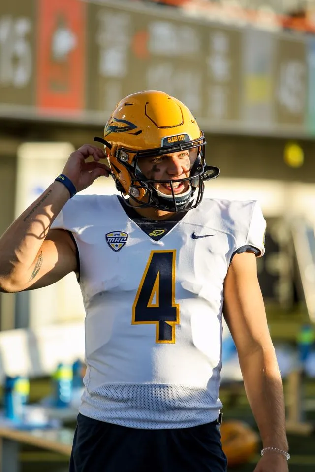 Mens Youth Womens Toledo Rockets #4 Tucker Gleason 2025 White Football Game Jersey