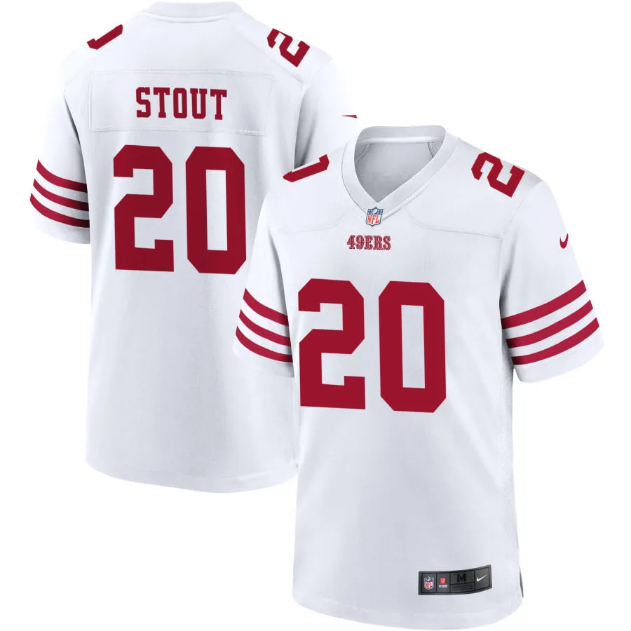 Mens San Francisco 49ers #20 Upton Stout Nike Home White F.U.S.E. Vapor Limited Jersey