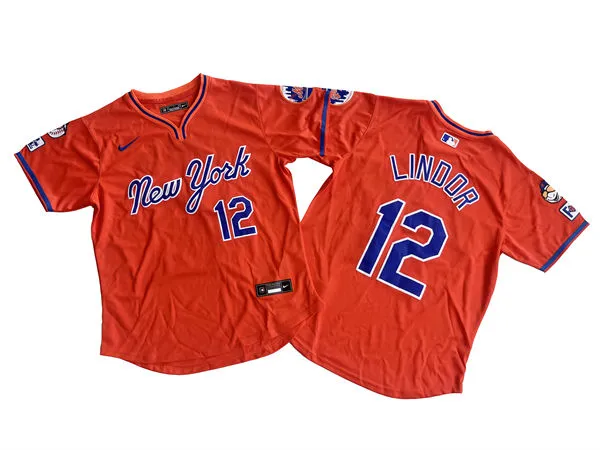 Mens New York Mets #12 Francisco Lindor Nike 2025 Orange Pullover Alternate Limited Replic Jersey