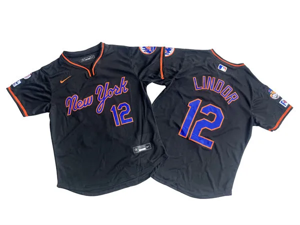 Mens New York Mets #12 Francisco Lindor Nike 2025 Black Pullover Alternate Limited Replic Jersey