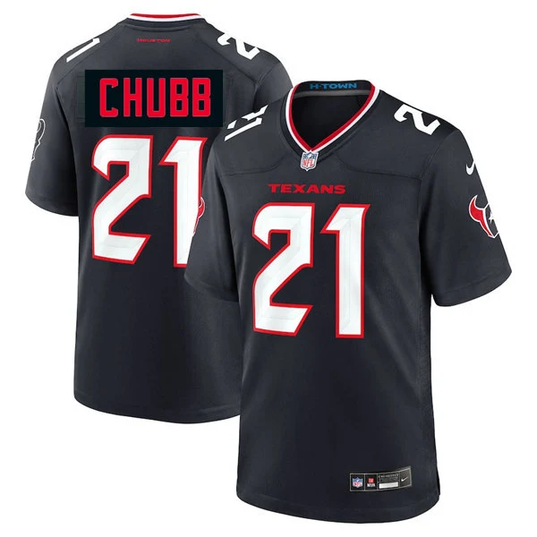 Men's Houston Texans #21 Nick Chubb Nike Navy White Alternate F.U.S.E. Limited Player Jersey 
