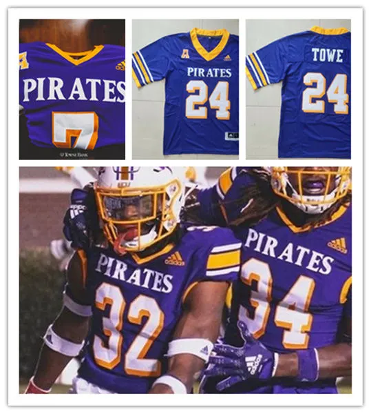 East Carolina Pirates Custom 2025 Purple White Football Game Jersey