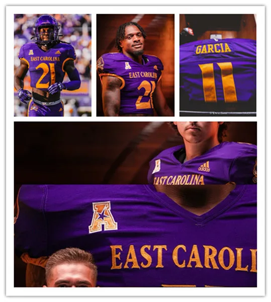 East Carolina Pirates Custom 2025 Purple Gold Football Game Jersey