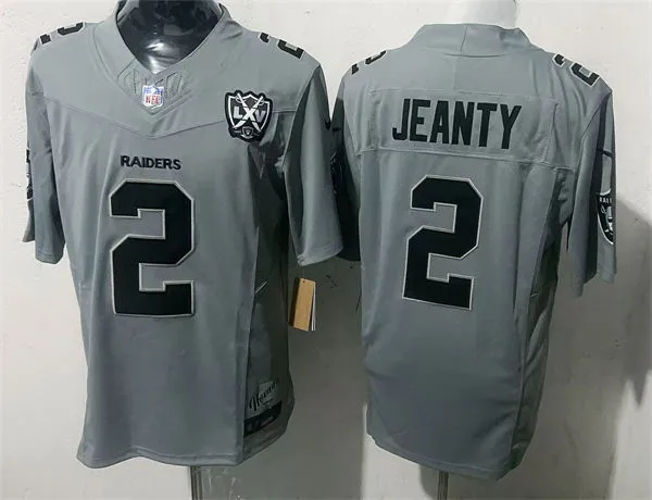 Men's Las Vegas Raiders #2 Ashton Jeanty Gray 65TH Anniversary Gratitude F.U.S.E. Limited Jersey
