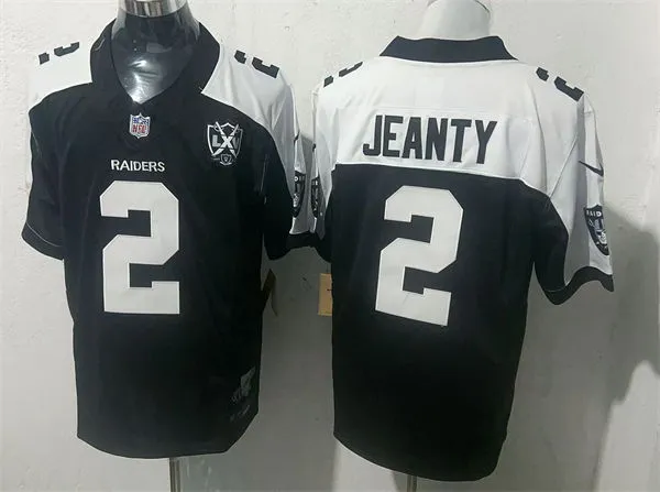 Men's Las Vegas Raiders #2 Ashton Jeanty Black White Gratitude F.U.S.E. Limited Jersey