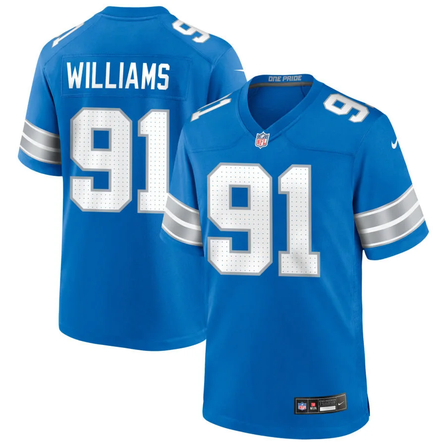 Mens Detroit Lions #91 Tyleik Williams Nike Blue Vapor F.U.S.E. Limited Jersey