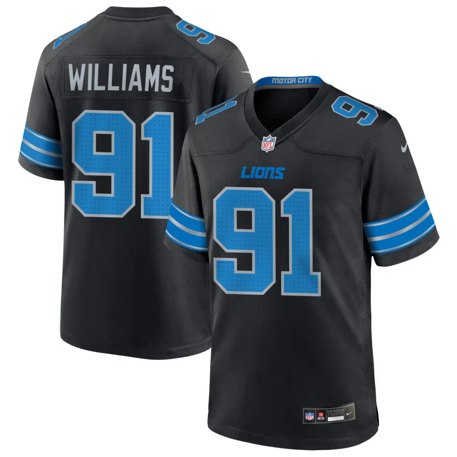 Mens Detroit Lions #91 Tyleik Williams Nike Black 2nd Alternate Vapor F.U.S.E. Limited Jersey