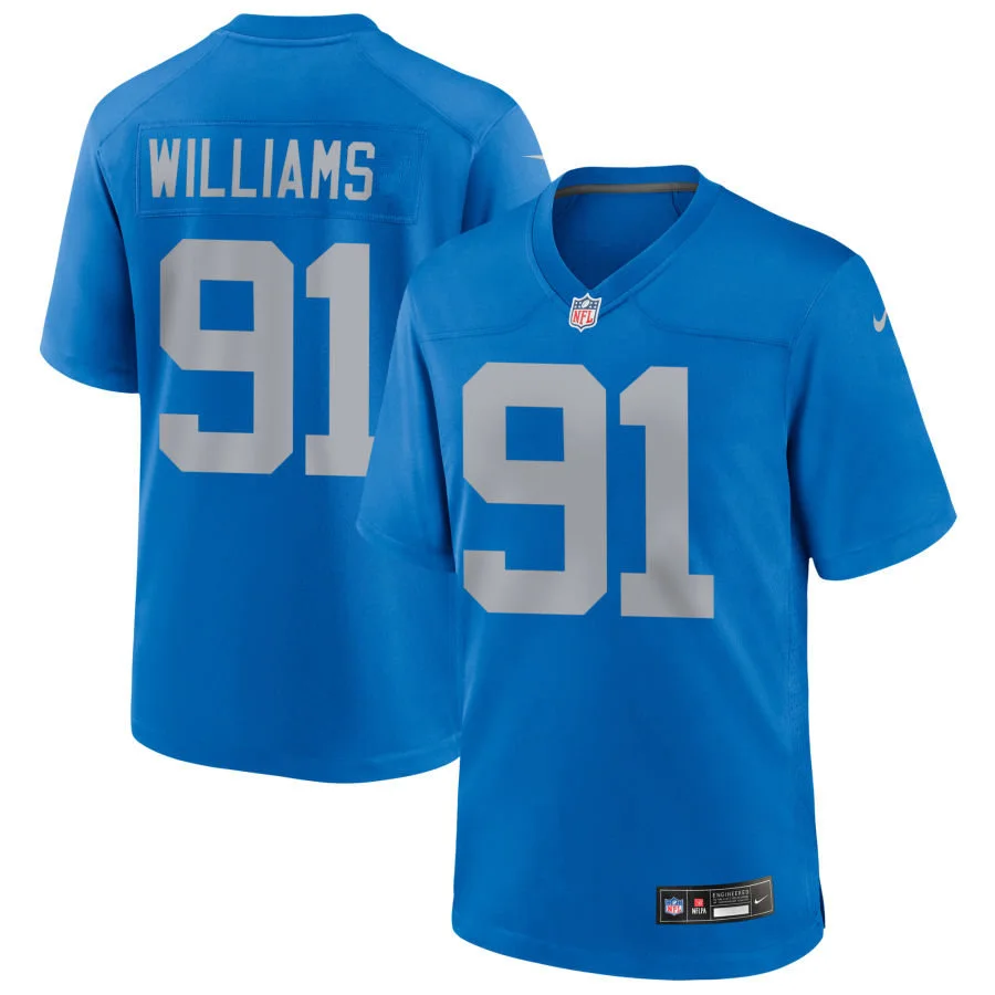 Mens Detroit Lions #91 Tyleik Williams Nike Royal Alternate Retro F.U.S.E. Limited Jersey